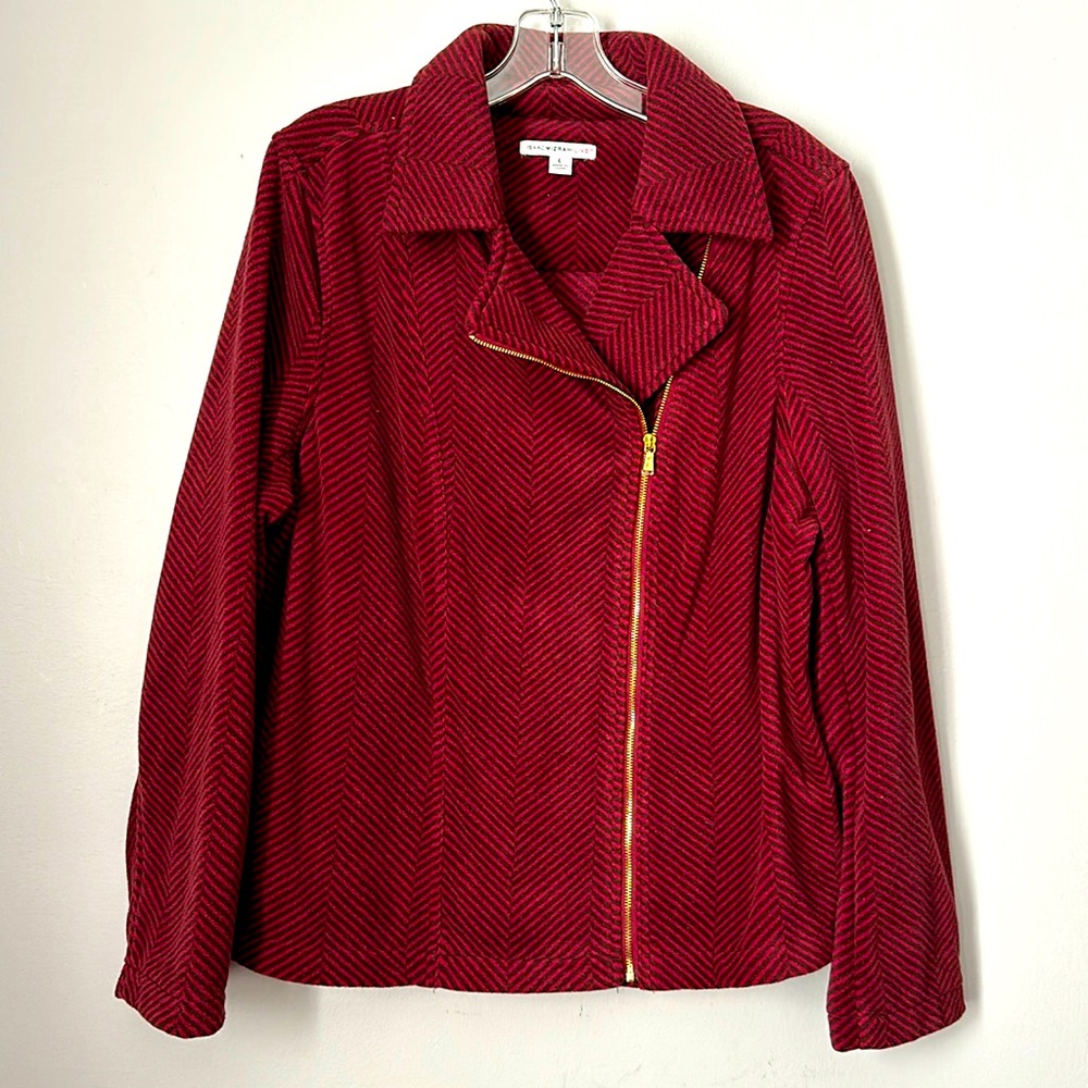 Isaac Mizrahi Moto zippered fleece jacket size L